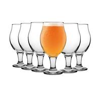 LAV 24x Clear 570ml Angelina Craft Beer Glasses - Large Tulip Shaped Lager Ale Cider Drinking Pint Glass Goblet Cup Set with Stem