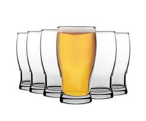 LAV 24x Clear 580ml Belek Classic Beer Glasses - Large Lager Ale Cider Pilsner Drinking Pint Glass Pub Cup Set