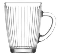 LAV 300ml Hestia Glass Mugs - Clear - 6X Latte Tea Hot Chocolate Cappuccino Espresso Drinking Mugs Glasses Set with Handle