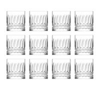 LAV 330ml Wave Whisky Glasses - Clear - 12x Cut Glass Whiskey Rum Vodka Gin Scotch Ice Old Fashioned Cocktail Drinking Tumbler Gift Set