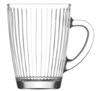 LAV 400ml Hestia Glass Mugs - Clear - 6X Latte Tea Hot Chocolate Cappuccino Espresso Drinking Mugs Glasses Set with Handle