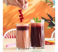 LAV 480ml Zoey Highball Glasses - 6X Tall Dishwasher Safe Glass Water Gin Juice Mixed Drink Cocktail Drinking Hi Ball Tumblers Glassware Set