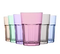 LAV 6x Aras Coloured Highball Glasses Water Juice Cocktail Tumblers 365ml Multi