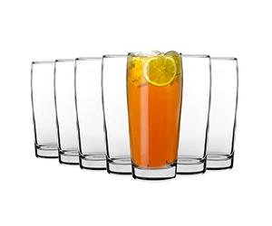 LAV 6X Clear 370ml Bardi Classic Beer Glasses - Small Lager Ale Cider Pilsner Drinking Half Pint Glass Pub Cup Set