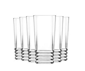LAV 6X Clear 370ml Elegan Highball Glasses - Tall Hi Ball Glass Water Gin Juice Cocktail Drinking Glassware Tumblers Set