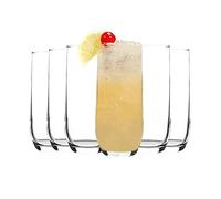 LAV 6X Clear 415ml Sude Highball Glasses - Tall Hi Ball Glass Water Gin Juice Cocktail Drinking Glassware Tumblers Set
