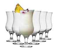 LAV 6X Clear 460ml Fiesta Pina Colada Glasses - Large Tall Hurricane Pineapple Martini Milkshake Party Drinking Glass Set