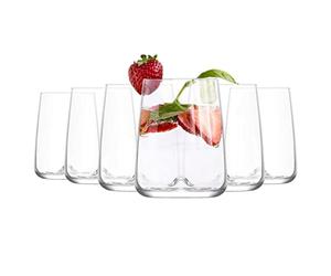 LAV 6x Clear 475ml Terra Tumbler Glasses - Stemless Kitchen Water Whiskey Wine Gin Juice Cocktail Drinking Glass Set