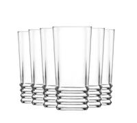 LAV 6X Clear 370ml Elegan Highball Glasses - Tall Hi Ball Glass Water Gin Juice Cocktail Drinking Glassware Tumblers Set
