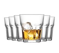 Lav Aras Whisky Glasses - Clear - 305ml - Pack of 6 - Glass Water Wine Whiskey Gin Juice Cocktail Drinking Glassware Cup Set