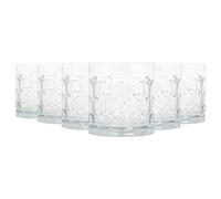 Lav Archie Whisky Glasses Set of 6 Clear 370ml - Cut Glass for Whisky Rum Vodka Gin Scotch Ice Cocktail Old Fashioned - Gift Set