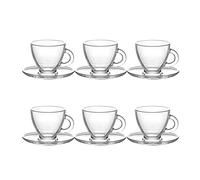 Lav Espresso Glass Cup and Saucer Set Modern 12 Piece Coffee Serving Tableware