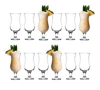 LAV Fiesta Pina Colada Glasses - 390ml - Clear - Pack of 12 - Large Tall Hurricane Pineapple Martini Milkshake Party Drinking Glass Set