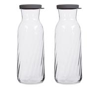 LAV Fonte Optic Glass Carafes - 1.2L - Grey Lid - Pack of 2 in Clear LAV Clear