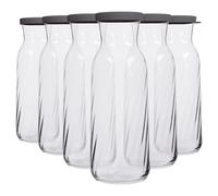 LAV Fonte Optic Glass Carafes - 1.2L - Grey Lid - Pack of 6 in Clear LAV Clear