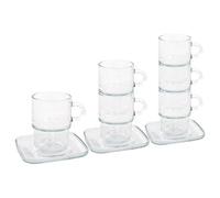 LAV Glassware Lav 12Pc Cozy Stacking Glass Coffee Cups & Saucers Set - 350Ml