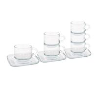 LAV Glassware Lav 12Pc Cozy Stacking Glass Espresso Cups & Saucers Set - 90Ml