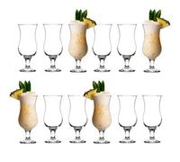 LAV Fiesta Pina Colada Glasses - 390ml - Clear - Pack of 12 - Large Tall Hurricane Pineapple Martini Milkshake Party Drinking Glass Set