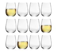 LAV 12x Clear 360ml Gaia Stemless White Wine Glasses - Large Kitchen Water Gin Cocktail Party Glass Tumbler Goblets Set
