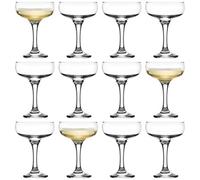 LAV Glassware Lav 12X Misket Glass Champagne Saucers - 235Ml Vintage Glass Espresso Martini Prosecco Wine Gin Coupe Glasses Gift Set