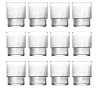 LAV 12x 325ml Helen Stacking Whisky Glasses - Cut Glass Whiskey Rum Vodka Gin Scotch Ice Old Fashioned Cocktail Drinking Tumbler Gift Set