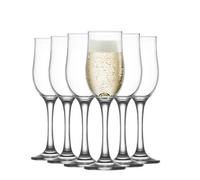 LAV 6X Clear 195ml Nevakar Glass Champagne Flutes - Reusable Prosecco Wine Wedding Party Drinking Glasses Gift Set