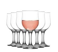LAV 6x Clear 320ml Nevakar Red Wine Glasses - Large Glass White Rose Long Stem Cocktail Party Drinking Goblet Gift Set