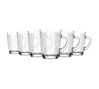 LAV 250ml Hestia Glass Mugs - Clear - 12x Latte Tea Hot Chocolate Cappuccino Espresso Drinking Mugs Glasses Set with Handle