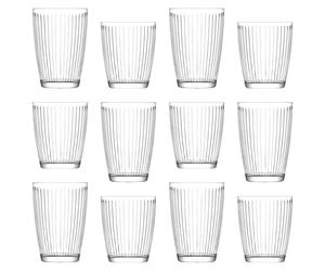 LAV Hestia Glassware Set - Clear - 12 Piece Tall Dishwasher Safe Glass Water Gin Juice Cocktail Drinking Highball Tumblers Glassware Set