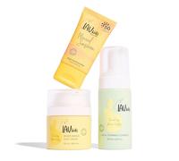 Lav Kids 3-Step Daily Skincare Set for Kids - Foaming Cleanser 100ml, Face Cream 50ml, SPF 50 Sunscreen 50ml - Hypoallergenic with Hairband - Gentle for Sensitive Skin (Moisturusing)