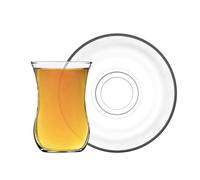 LAV Klasik Turkish Tea Glasses & Saucers Set - 115ml - Clear - 12 Piece LAV Clear
