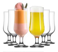 LAV Luxury Pina Colada Glasses Set of 6, 385ml 100% Lead Free Stemmed Cocktail Glasses, Hurricane Glasses Mocktail Glasses Sangria Glasses, Footed Beer Glass Iced Coffee, Milkshake Glasses