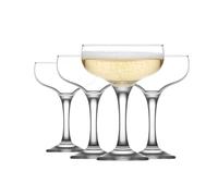 LAV Misket Glass Champagne Coupe Saucers, 235ml, Set of 6 | Bell-Shaped Crystal Design, Vintage Art Deco Style, Dishwasher Safe, 9.5cm Diameter, 13.5cm Height
