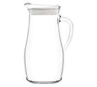 LAV 1.8L Misket Glass Water Jug with Silicone Lid - Clear/White - 1x Large Kitchen Juice Milk Iced Tea Drinks Fridge Pitcher Dispenser Container Carafe Bottle