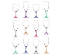 LAV Misket Stemware Set - Coloured Stem - 12pc Wine Glasses Champagne Flutes Glass Wedding Christmas Birthday Party Drinking Glassware Goblet Gift Set