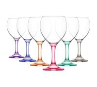 LAV Misket Wine Glasses - Set of 6 - 260ml/8.8oz - Party Stemware Multicolour Stem Glassware Red White Wine Glasses for Champagne, Prosecco Drinking Parties