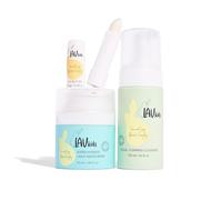LAV Moisturising Face Care Bundle, Face Cream, Foaming Cleanser, Lip Butter with Headband and (white, blue, green)