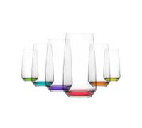 LAV Premium Drinking Glasses Set of 6 with Colored Ball, Tall Glass Tumbler 480ml, 100% LEAD FREE Caipirinha Glasses, Water Glasses Juice Glasses Highball Glasses Cocktail Glasses, Iced Tea
