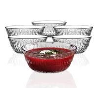 LAV Premium Stackable Glass Dessert Bowls Set of 6 - 345ml Crystal Glass Bowls for Desserts, Salads, Snacks, Sauces and Sides