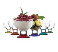 LAV Stylish Glass Ice Cream Bowls Set of 6, 280ml Colorful Footed Dessert Bowls, Sundae Dishes, Parfait Glasses, Cups
