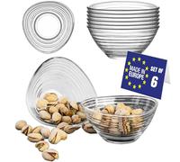 LAV Stylish Stackable Glass Dessert Bowls Set of 6, 300ml for Ice Cream, Salad, Side Dishes, Dessert Cups, Sauce, Snacks, Prep - 100% Glass