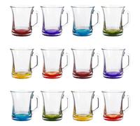 LAV Zen+ Coloured Base Glass Coffee Mugs - 225ml - Multicolour - Pack of 12 LAV Multicolor
