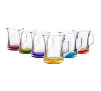 LAV Zen+ Coloured Base Glass Coffee Mugs - 225ml - Multicolour - Pack of 6 LAV Multicolor
