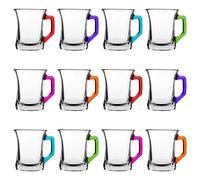 LAV Zen+ Glass Coffee Mugs - 225ml - Multicolour - Pack of 12 LAV Multicolor