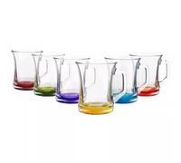 LAV Zen+ Glass Coffee Mugs, Coloured Base, Set of 6, Tea and Cappuccino Cups