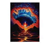 Lava Flowing Through Mountains Classic Wooden Jigsaw Puzzle for Adults, 500 PCS