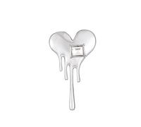 Lava Heat Shape Brooch Pins White Crystal Pin Punk Black Rhinestone Love Heart Brooches Women Men, Metal, crystal