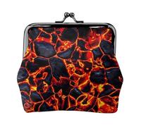 Lava Melting Rocks Red Black, PU Leather Coin Purse, Small Wallets, Change Pouch with Kiss Lock Clasp Buckle, Change Purse