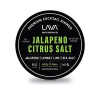 LAVA Premium Jalapeno Citrus Margarita Salt Cocktail Rimmer, All Natural Spicy Margarita Rimmer Salt, Sea Salt Rocks, Real Lime, No Silicon Dioxide, with Easy Screw-On Lid - 6oz