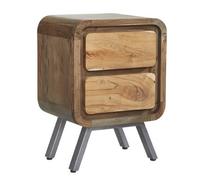 Lava Reclaimed Metal & Wood 2 Drawer Lamp Table